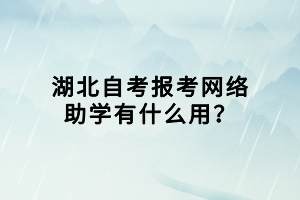 湖北自考報考網(wǎng)絡助學有什么用？