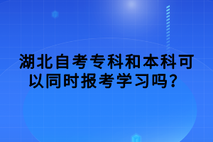 湖北自考專科和本科可以同時報考學習嗎？