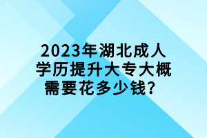 2023年湖北成人學(xué)歷提升大專大概需要花多少錢？