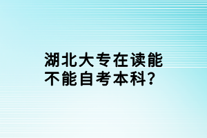 湖北大專在讀能不能自考本科？