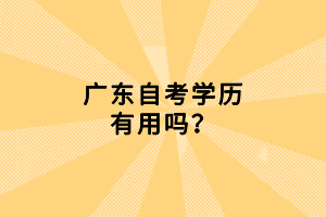廣東自考學(xué)歷有用嗎？