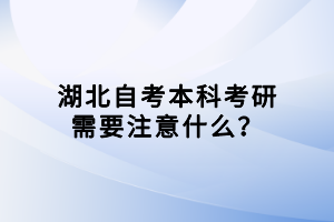 湖北自考本科考研需要注意什么？