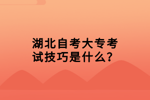 湖北自考大專考試技巧是什么？