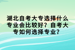 湖北自考大專選擇什么專業(yè)會比較好？自考大專如何選擇專業(yè)？