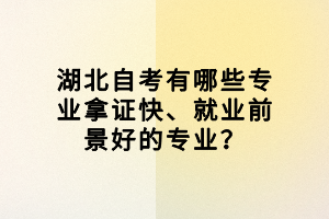 湖北自考有哪些專(zhuān)業(yè)拿證快、就業(yè)前景好的專(zhuān)業(yè)？