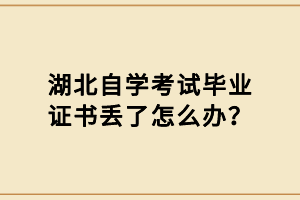 湖北自學考試畢業(yè)證書丟了怎么辦？