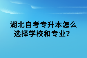 湖北自考專升本怎么選擇學校和專業(yè)？