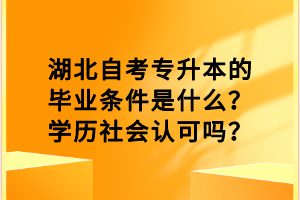 湖北自考專(zhuān)升本的畢業(yè)條件是什么？學(xué)歷社會(huì)認(rèn)可嗎？