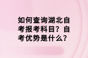 如何查詢湖北自考報考科目？自考優(yōu)勢是什么？