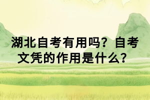 湖北自考有用嗎？自考文憑的作用是什么？