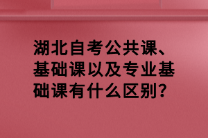 湖北自考公共課、基礎(chǔ)課以及專業(yè)基礎(chǔ)課有什么區(qū)別？
