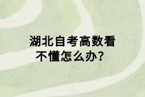 湖北自考高數(shù)看不懂怎么辦？