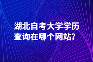 湖北自考大學(xué)學(xué)歷查詢?cè)谀膫€(gè)網(wǎng)站？