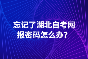 忘記了湖北自考網(wǎng)報密碼怎么辦？