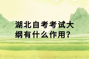 湖北自考考試大綱有什么作用？