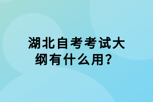 湖北自考考試大綱有什么用？