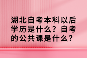 湖北自考本科以后學歷是什么？自考的公共課是什么？