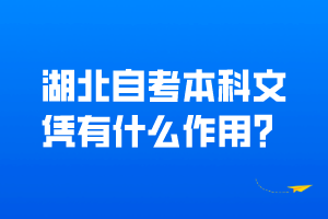 湖北自考本科文憑有什么作用？