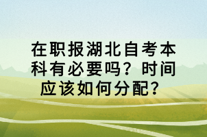 在職報湖北自考本科有必要嗎？時間應(yīng)該如何分配？