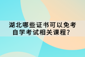 哪些證書可以免考湖北自學考試相關課程？
