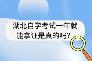 湖北自學考試一年就能拿證是真的嗎？