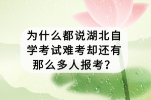 為什么都說湖北自學考試難考卻還有那么多人報考？