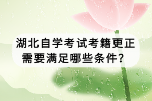 湖北自學考試考籍更正需要滿足哪些條件？