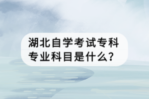 湖北自學(xué)考試?？茖I(yè)科目是什么？