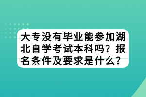 大專沒有畢業(yè)能參加湖北自學考試本科嗎？報名條件及要求是什么？