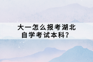 大一怎么報(bào)考湖北自學(xué)考試本科？