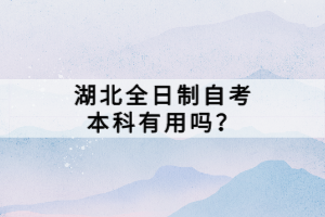 湖北全日制自考本科有用嗎？
