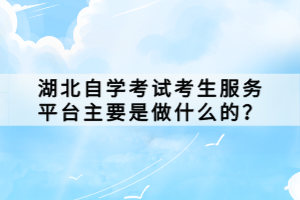 湖北自學(xué)考試考生服務(wù)平臺主要是做什么的？