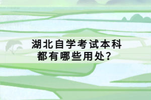湖北自學考試本科都有哪些用處？