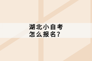 湖北小自考怎么報名？