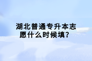 湖北普通專升本志愿什么時(shí)候填？