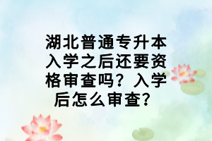 湖北普通專升本入學之后還要資格審查嗎？入學后怎么審查？