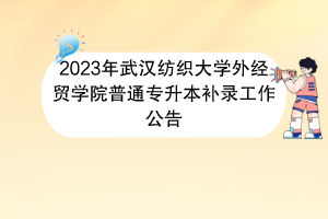 2023年武漢紡織大學(xué)外經(jīng)貿(mào)學(xué)院普通專升本補錄工作公告