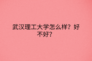 武漢理工大學怎么樣？好不好？