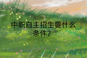 中職自主招生要什么條件？