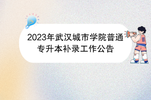 2023年武漢城市學(xué)院普通專(zhuān)升本補(bǔ)錄工作公告