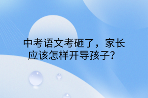 中考語(yǔ)文考砸了，家長(zhǎng)應(yīng)該怎樣開(kāi)導(dǎo)孩子？