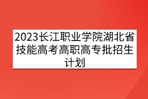 2023長江職業(yè)學(xué)院湖北省技能高考高職高專批招生計劃