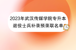 2023年武漢傳媒學(xué)院專升本退役士兵補錄預(yù)錄取名單