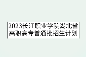 2023長江職業(yè)學院湖北省高職高專普通批招生計劃