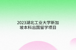 2023湖北工業(yè)大學新加坡本科出國留學項目