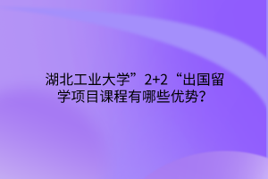 湖北工業(yè)大學(xué)”2+2“出國留學(xué)項(xiàng)目課程有哪些優(yōu)勢？