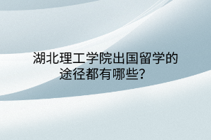 湖北理工學(xué)院出國(guó)留學(xué)的途徑都有哪些？