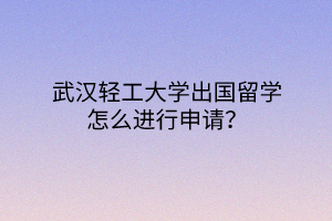 武漢輕工大學(xué)出國留學(xué)怎么進(jìn)行申請？