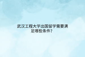 武漢工程大學出國留學需要滿足哪些條件？