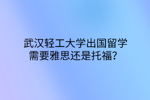 武漢輕工大學出國留學需要雅思還是托福？